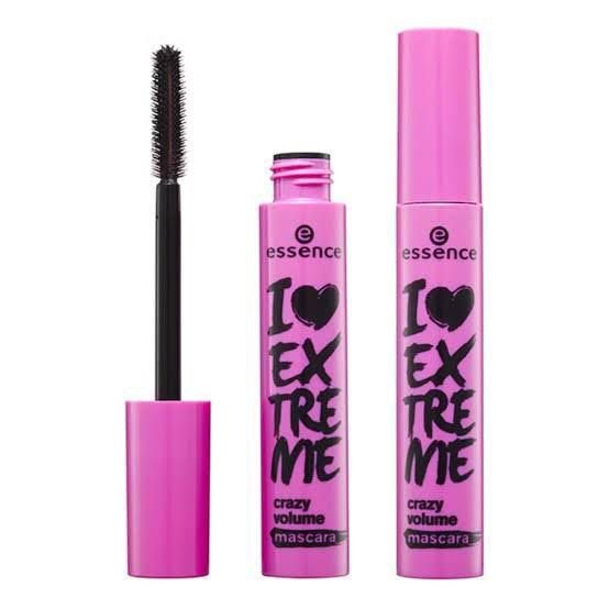 Two bottles of essence 'I love Extreme' mascara on a white background