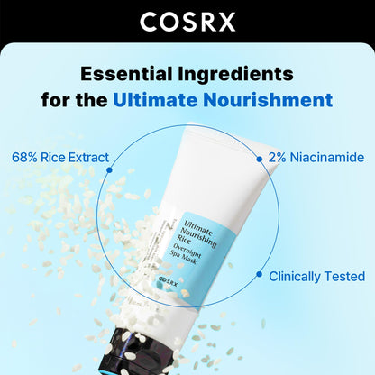 COSRX Ultimate Nourishing Rice Overnight Spa Mask 60ml - GlossyGlams