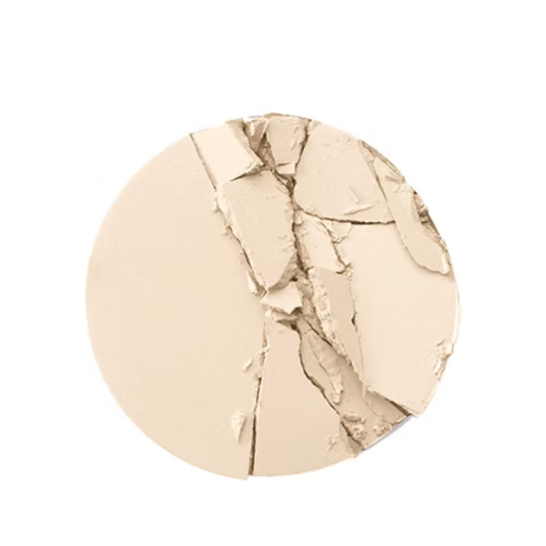 Beige makeup powder compact on a white background